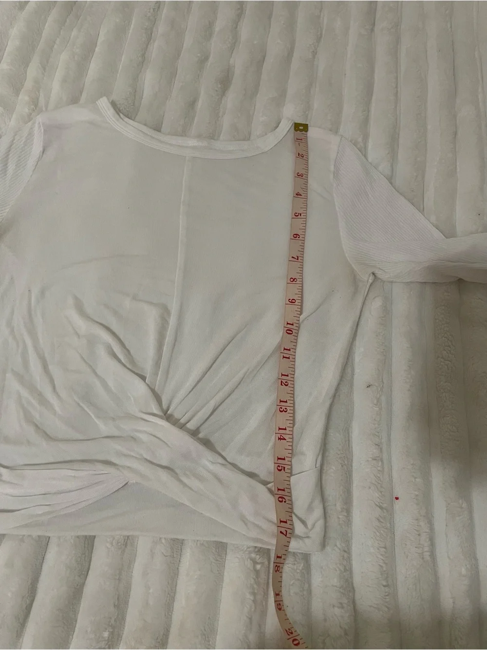 ALO Yoga White Twist-Front Long Sleeve Top